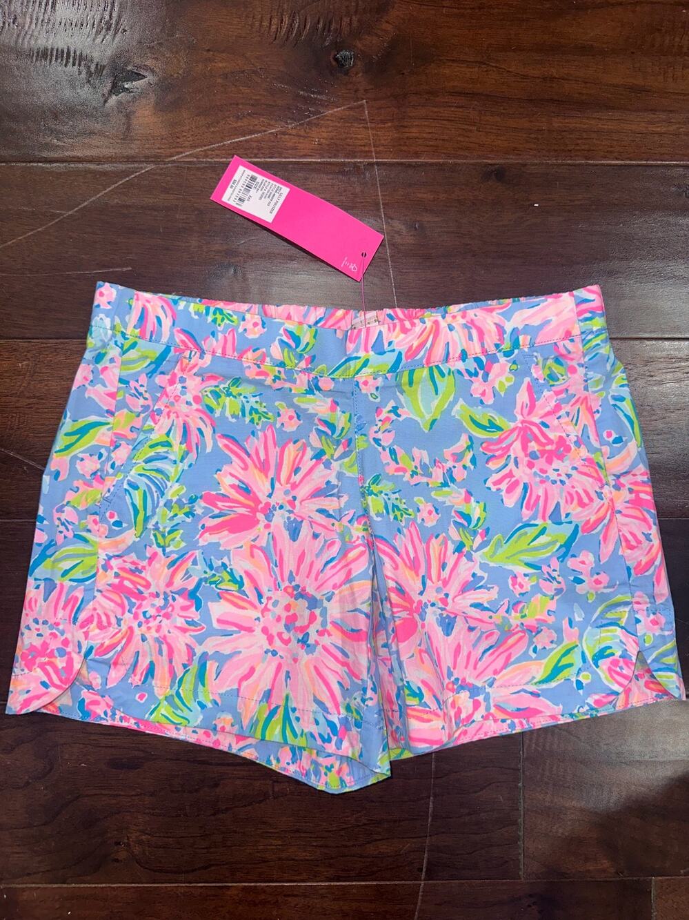 Lilly Pulitzer Ocean View Short Women's Shorts XXS Blue Pink Floral Pattern